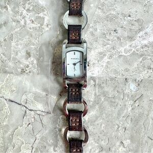 Unique Fossil Silver-Tone and Brown Leather Watch